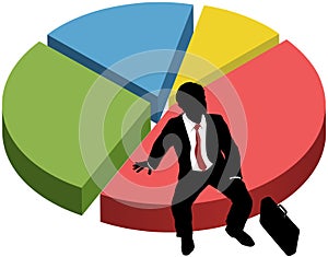 Business silhouette sit market share chart