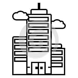 Business skyscrapper vector line icon, sign, illustration on background, editable strokes