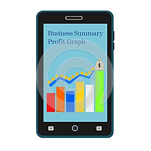 Business smartphone growth graph icon