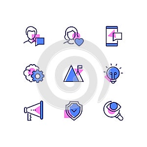 Business and social media - line design style icons set