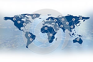 Business the Social media and personel symbol on world map photo