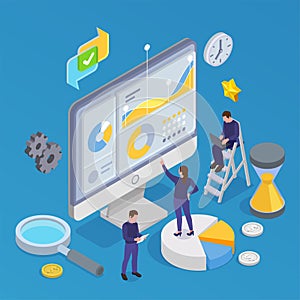 Business Software Isometric Composition