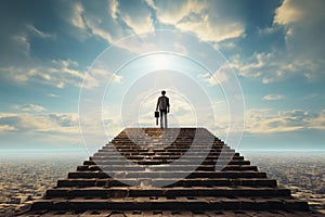 business solution concept, stair , sky, Generated AI