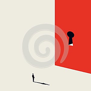 Business solution finding vector concept with keyhole on the wall. Minimalist artistic style. Symbol of innovation