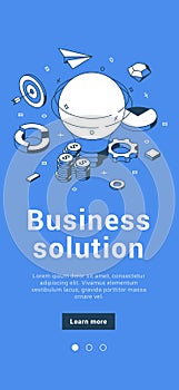 Business solution innovation idea strategy develop internet banner mobile application vector