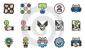 Business Solution Management Line Icons, customer, service, team ,leadership