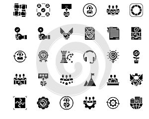 Business Solution Management Line Icons, customer, service, team ,leadership