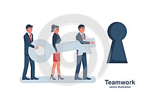 Business solution. Teamwork achievement. Cooperation concept vector