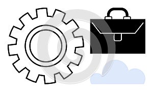 Business Process and Cloud Computing Concept with Gear, Briefcase, and Cloud Icon