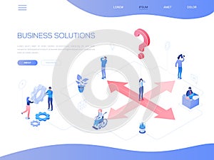Business solutions - colorful isometric vector web banner