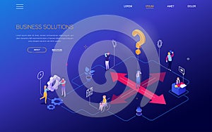 Business solutions - colorful isometric vector web banner