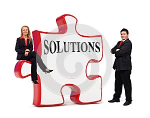 Business solutions puzzle board