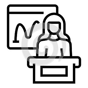 Business speaker icon outline vector. Seminar presentation