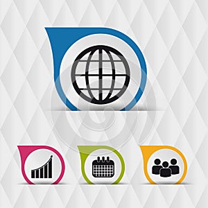 Business Speech Bubble Icons - Isolated On Seamless Diamond Shaped Pattern Background