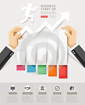 Business start up conceptual design. Hand holding a paper cut