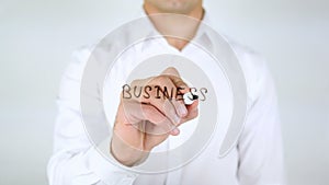 Business Start-Up, Man Writing on Glass