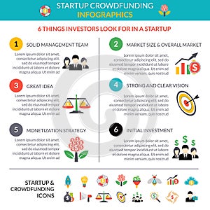 Business startup crowdfunding infographic layout