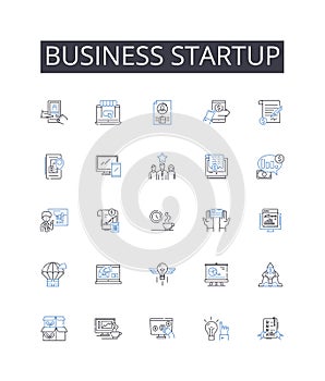 Business startup line icons collection. Entrepreneurial venture, Company launch, New business, Launchpad, Innovative