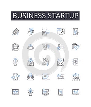 Business startup line icons collection. Entrepreneurial venture, Company launch, New business, Launchpad, Innovative