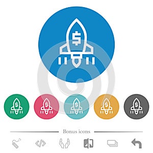 business startup outline flat round icons