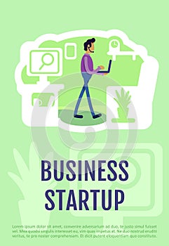 Business startup poster flat vector template