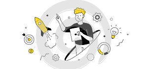 Business startup, project launch, successful idea