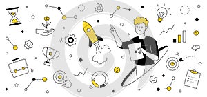 Business startup, project launch, successful idea