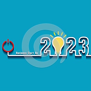 Business startup symbol, Startup business 2023 with creative light bulb ideas