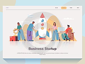 Business startup web concept for landing page in flat design. Vector illustration