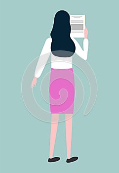 Business Startup, Woman Reading Document Vector