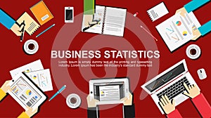 Business statistics concept illustration. Teamwork concept.