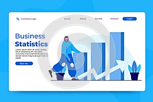 Business statistics concept landing page template