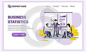 Business statistics concept with people in business meeting financial report and analysis. Can use for business analysis, content