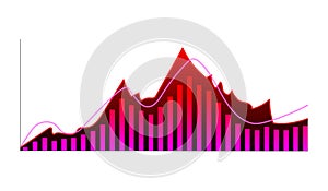 Business statistics in form charts, growth graph. reporting in infographics, cartoon style vector illustration, isolated