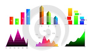 Business statistics in form charts, growth graph. reporting in infographics, cartoon style vector illustration, isolated