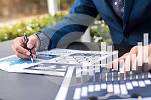 business statistics success concept : businessman analytics financial accounting market chart