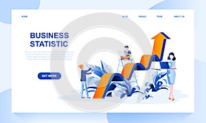 Business statistics vector landing page template