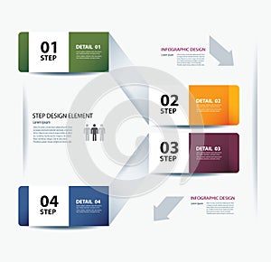 Business step paper lines and numbers design template.
