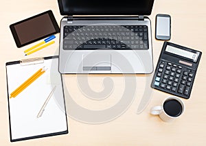 Business still life - above view of office table