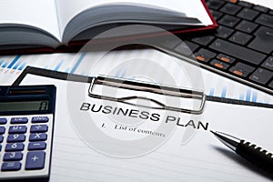 Business still life with business plan