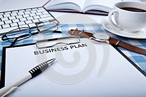 Business still life with business plan