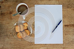 Business still life with empty sheet paper for copyspace