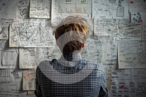 Business Strategist Analyzing Complex Data and Graphs on Whiteboard