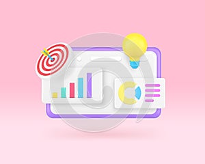 Business strategy analyzing planning marketing idea brainstorming development 3d icon vector