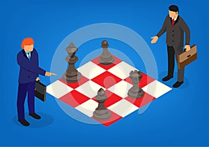 Business strategy. Chess game. Chess pieces on the smartphone screen. business people work for data analysis strategic planning