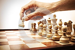 Business Strategy Chess Move Hand