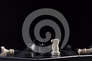 Business strategy concept on black background. Start up business planning Strategy idea with chess game. 8