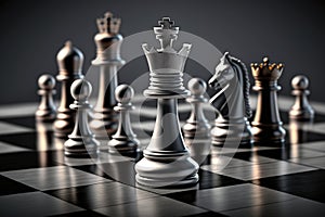 Business strategy concept with figures on chessboard