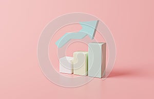 Business strategy concept on pink pastel background. Business financials, leadership, direction and growth, planning. SEO