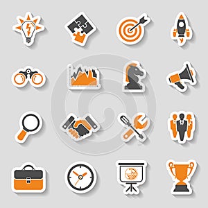 Business Strategy Icon Sticker Set